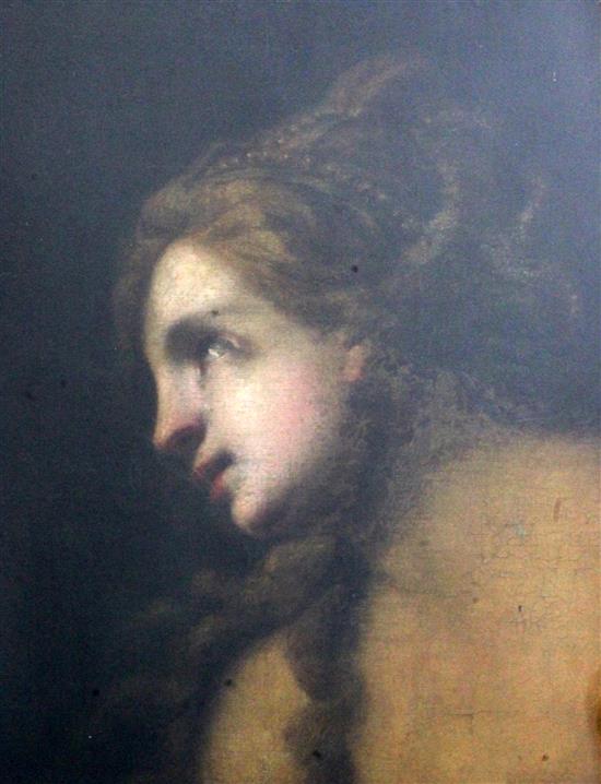 18th century Italian School Study of a womans head (fragment) 19 x 14.5in.